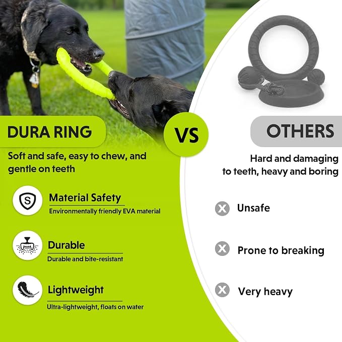 LaRoo Dog Chew Toy Ring 8.6 Inch,Floating Fetch Flying DiscInteractive Tug of War Toy for Dogs,Waterproof Lightweight Outdoor Dog Play Toy for Medium Dogs(Green)