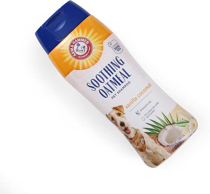 Arm & Hammer Soothing Oatmeal Dog Shampoo, Vanilla Coconut, 20 Fl Oz, 6-Pk | Baking soda formula, moisturizing oatmeal, vanilla coconut scent, pH balanced for dry skin