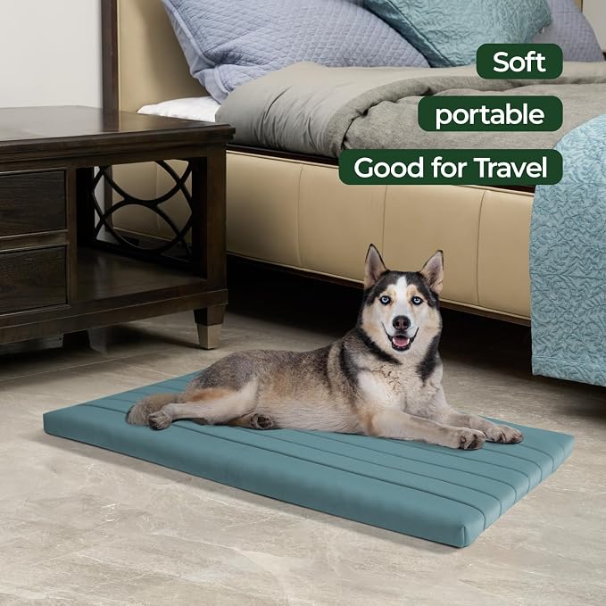 BALANCE Dog Crate Bed, Orthopedic Dog Bed Pad with Waterproof Liner, Washable Crate Foam Pet Mat for Large, Medium, Puppy Dogs Breeds, Powder Blue, 42"x28"x2"