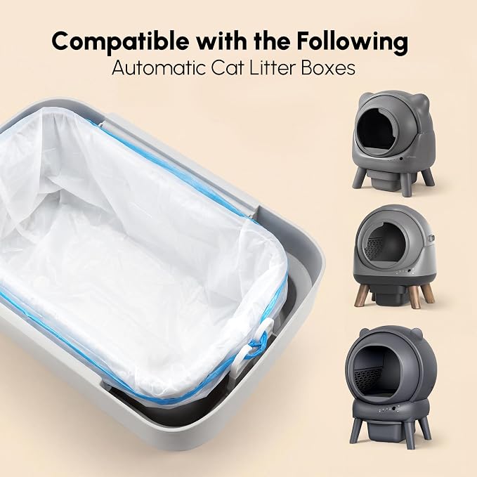 120 Count 21.65" x 11" Cat Litter Box Liners for Self Cleaning Litter Box, Extra Thick Heavy Duty Cat Litter Bags Replacement, 6-8 Gallons of Capacity