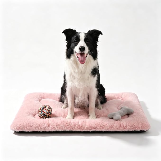 Dog Bed 36" for Metal Crate Pad,Washable Sleeping Mat for Medium/Large Pets | Soft faux rabbit fur, non-slip,machine wash/dry, plush cushioning, for crates, floors & travel, multiple sizes for all breeds