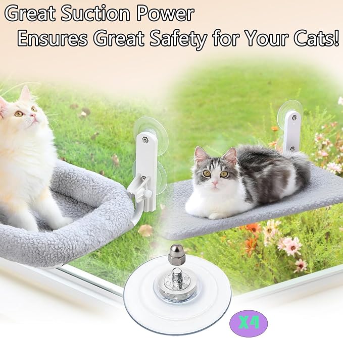 Cat Window Perch Suction Cup Replacement Accessories Clear Strong Suction Cup with Stainless Steel Screw Nuts, Set of 4 (Clear Silver)