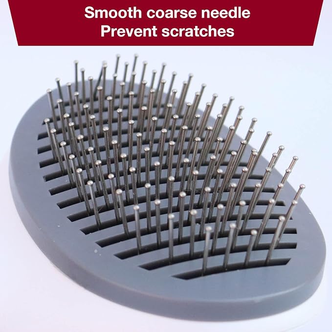 Self-Cleaning Slicker Brush - Upgraded Deshedding Tool for Dogs Cats with One-Click Clean & Ergonomic Grip, Ideal for Long/Short Haired Pets Gray Self-Cleaning Slicker Brush – Premium Deshe