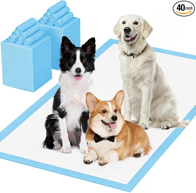 Puppy Pee Pads for Dogs 28"x44" 40 Count, Dog Pee Pads Extra Large, Leak-Proof & Super Absorbent, Thicken Disposable Potty Pads Puppy Training Pads for Cats Rabbits