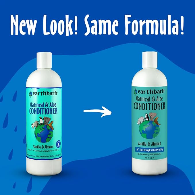 earthbath, Oatmeal & Aloe Conditioner - Dog Conditioner for Allergies & Itching, Dry Skin, Dog Wash that Helps Detangle & Relieve Itching, Made in USA, Cruelty Free Pet Conditioners - 16 Oz (1 Pack) | Dog Conditioner for Allergies & Itching, Dog Wash T...