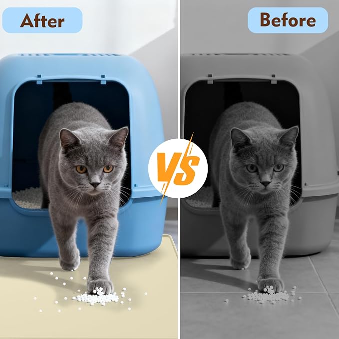 Cat Litter Mat 24" x 16",Soft Silicone Material, Easy Clean Waterproof No Slip Litter Tray Mat, Durable Cat Mat For Indoor,Garden