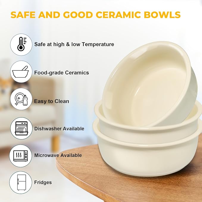 Elevated Dog Bowls for Large Dogs, Ceramic Food and Water Bowl Set, Beige | Raised Pet Feeding Dishes, 8.25" Wide Double Modern Porcelain Bowls, 11" High Wooden Stand, Non-Slip, Easy Clean, 56Oz/1600ML