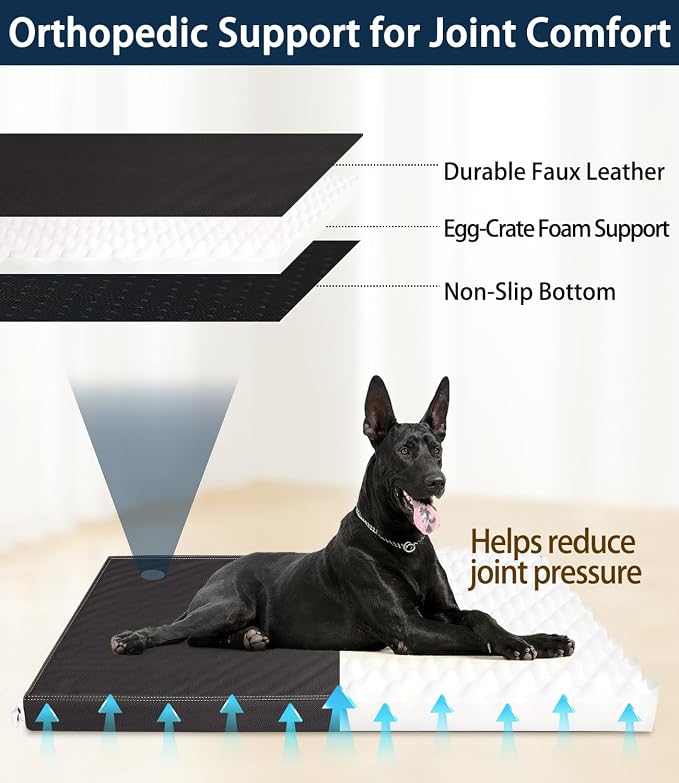 Waterproof Vinyl Leather Dog Bed for Small Dogs, Wipeable Dog Pad, Easy to Clean, Pet Hair Resistant Kennel Bed