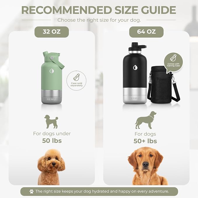 32 oz. Dog Water Bottle, Insulated Dog Travel Water Bottle, Stainless Steel Pet Water Bottle Dispenser Portable Food and Water Bowl for Dogs for Walking Dog Canteen Travel Kit
