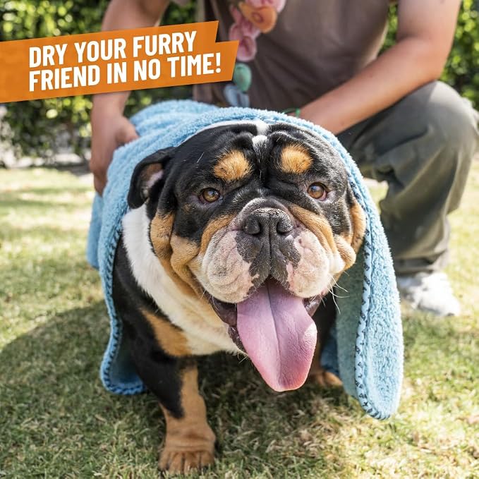 Chemical Guys Furrocious Super Absorbent, Ultra Soft Microfiber Pet Towel for Drying & Grooming Dogs, Cats & More, Blue (25 inches x 36 inches) PCS1996 - Pet Blanket, Pet Bed Topper