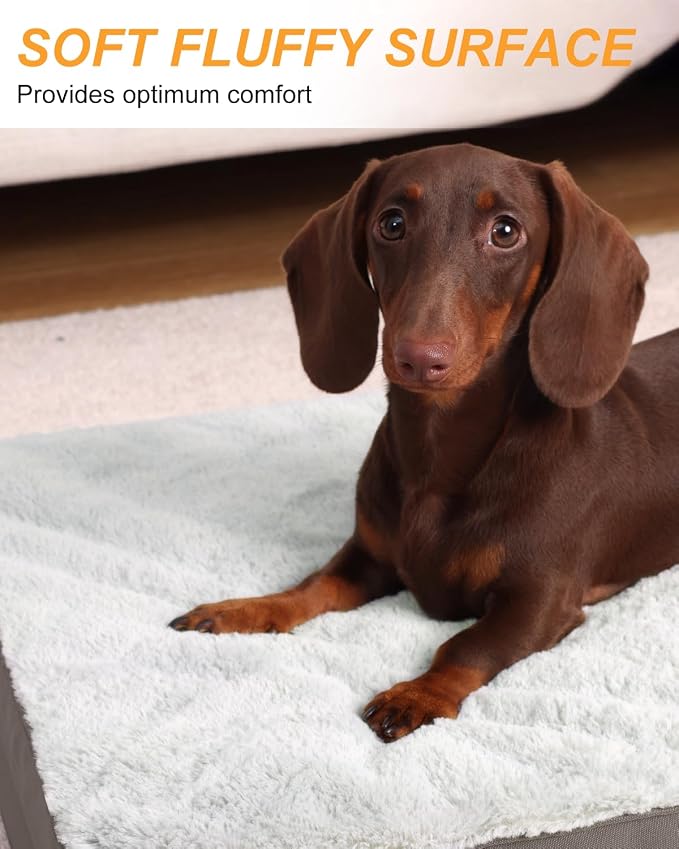 KSIIA Orthopedic Dog Bed for Small Dogs with Waterproof Lining, Grey, 21x13 | Deluxe Soft Plush Dog Crate Bed, Washable Pet Mat with Removable Cover & Egg Crate Foam for Small Dogs Sleeping & Relaxing