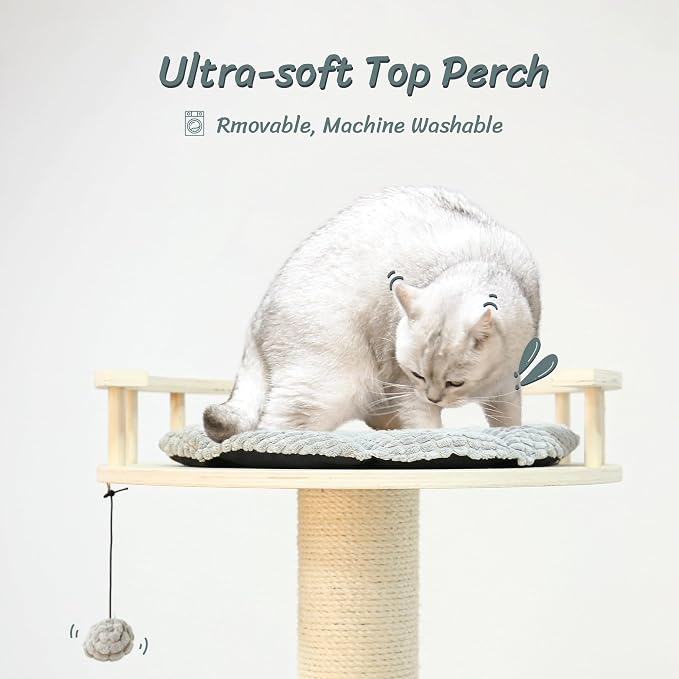 Tall Cat Tree, 68" Large Cat Tower Multi-Level Platforms with Sisal Scratching Posts, Cat Tree for Large Cats 20 lbs Heavy Duty, Cat Condo Furniture for Active Cats, Top Fence Safety