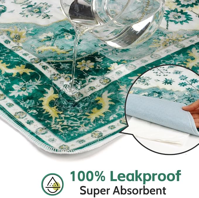 Washable Pee Pads for Dogs, 2 Pack Reusable Puppy Training Pads 40"x26" Super Absorbent Waterproof Dog Training Pads, Non-Slip Potty Pads, Whelping Pads Litter Mat Green Medallion