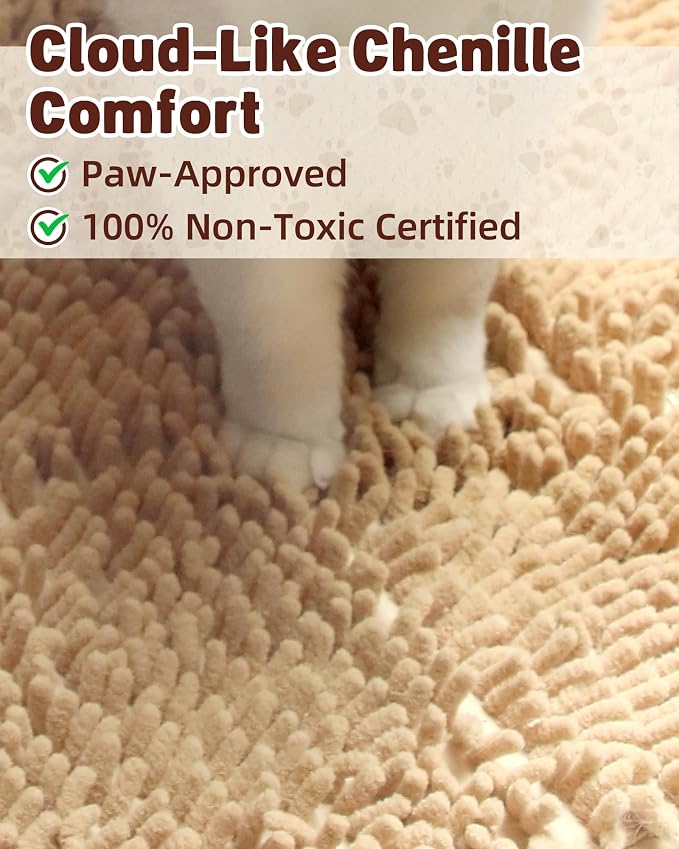 Cat Litter Mat Litter Trapping Mat, 33"x23" Plush Cat Litter Rug Catcher, Easy to Clean, Machine Washable