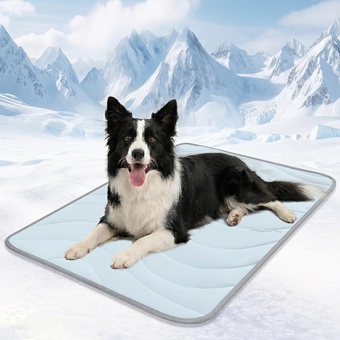Cozyide Dog Cooling Mat, Q-Max>0.45 Thin Breathable Cooling Mat for Extra Large Dogs, Washable Reversible Dog Pad for Four Seasons, 40" L x 28" W, Ocean Blue