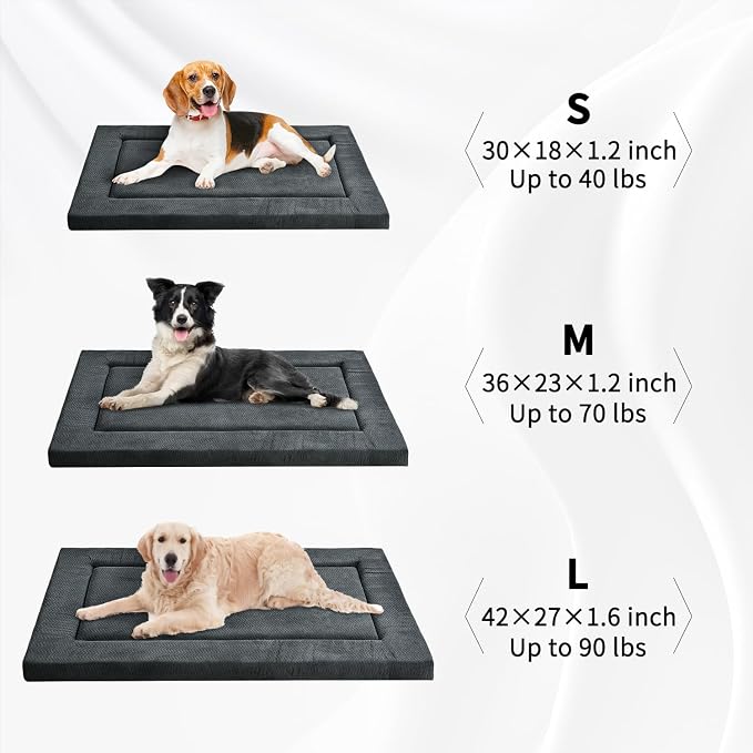 Dog Bed for Crate, Medium/Large Dogs Crate Bed,Washable Dog Beds Kennel Mat | 36" Pet Beds Mat W/ Soft Wavy Plush Comfortable Anti-Slip Sleeping Mattress for Dogs & Cats