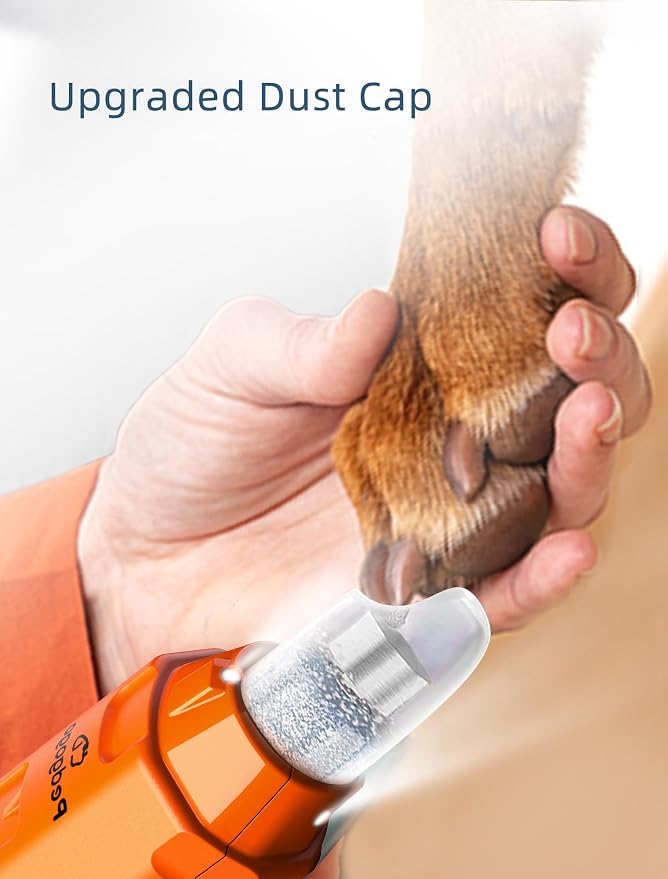 6-Speed Dog Nail Grinder & 3 Grinding Heads Super Quiet 45dB with 2 LED Lights 12000RPM Pet Nail Grinder& 3 Grinding Ports Dog Nail Trimmer for Large Medium Small Dogs with Dust Cap