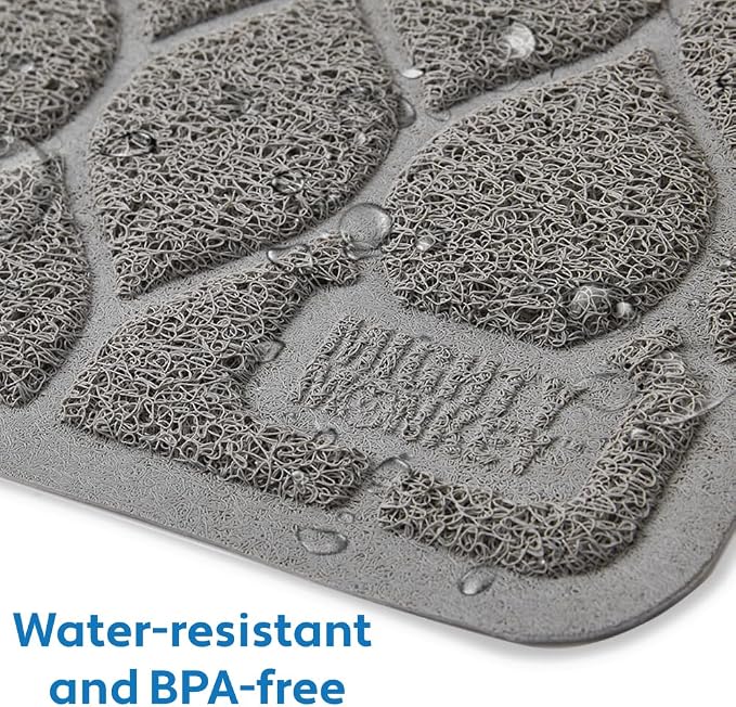 MIGHTY MONKEY Waterproof BPA Free Cat Litter Box Trapping Mat, Easy Clean Floors, Textured Backing, Soft on Sensitive Kitty Paws, Cats Accessories, Less Waste, Stays in Place, 24x17, Slate Gray