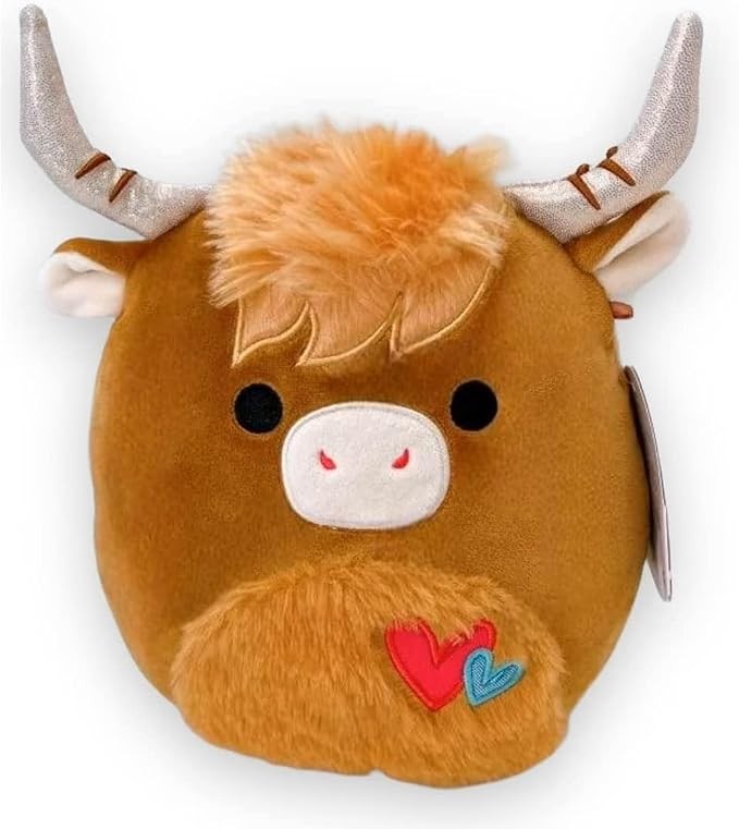 Squishmallow Official Kellytoy Collectible Plush Farm Squad Squishy Soft Animals Cows Pigs Chickens (Brown/Red, Wilfred Highland Cow, 8 Inch)
