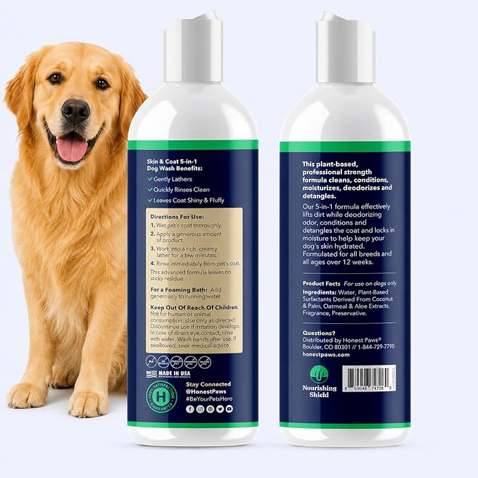 Oatmeal Aloe Dog Shampoo and Conditioner, Itchy Skin Relief, Sensitive Skin | Oatmeal Shampoo for Dogs, Anti-Itch Pet Shampoo for Allergies and Itching, Puppy Dog Wash, Natural Sulfate Free