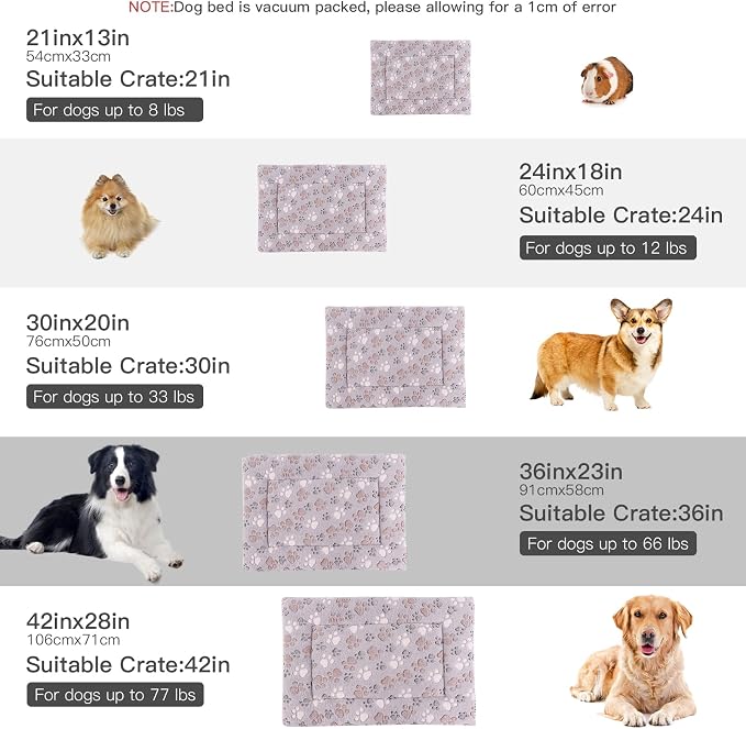 BVAGSS Reversible Dog Crate Pad, Memory Foam Pet Bed Mat, Soft Warm Machine Washable Sleeping Kennel Mattress for Small Medium Dogs XH079 (30''x20''x1.6'',Grey Paw)