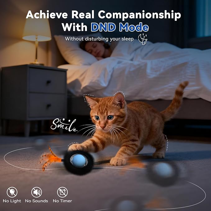 Interactive Cat Toy with Motion Activated Ball & 7-Hole Play Mat, Hide and Seek Exercise Game for Indoor Cats, Automatic Moving Cat Ball in Pouch, Rechargeable Kitten Toys (Starry Night)