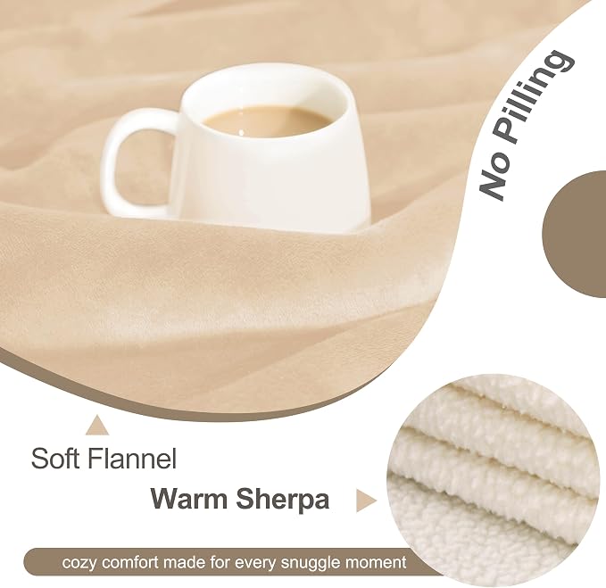 gogobunny Waterproof Bed Blanket, Reversible Sherpa Fleece Throw Blanket for Dog Puppy Cat, Furniture Cover Protects Bed Couch Sofa from Liquid Pee and Pet Fur (Beige, 25x35 inches)