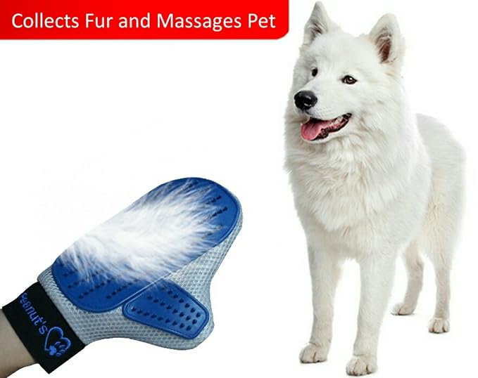 Mr. Peanut’s Pet Grooming Glove – Deshedding Hair Removal Mitt with Gentle Silicone Tips, Adjustable Wrist Strap & Breathable Mesh; Perfect for Dogs, Cats, Rabbits & Small Pets (Pack of 2)