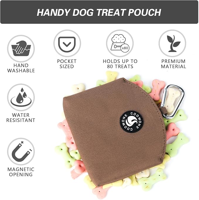 Dog Treat Pouch Magnetic Closure Small Dog Training Treat Pouch Pocket Sized Small Dog Treat Pouch with Clip (Coffee)