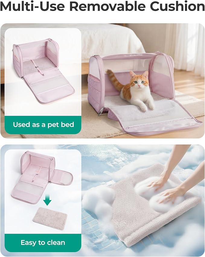 BAGSMART Cat Carrier: Soft-Sided Pet Carrier for Small Medium Cats Dogs Puppy Quilted Collapsible Puffy Travel Bag Up to 20 Lbs Baby Blue