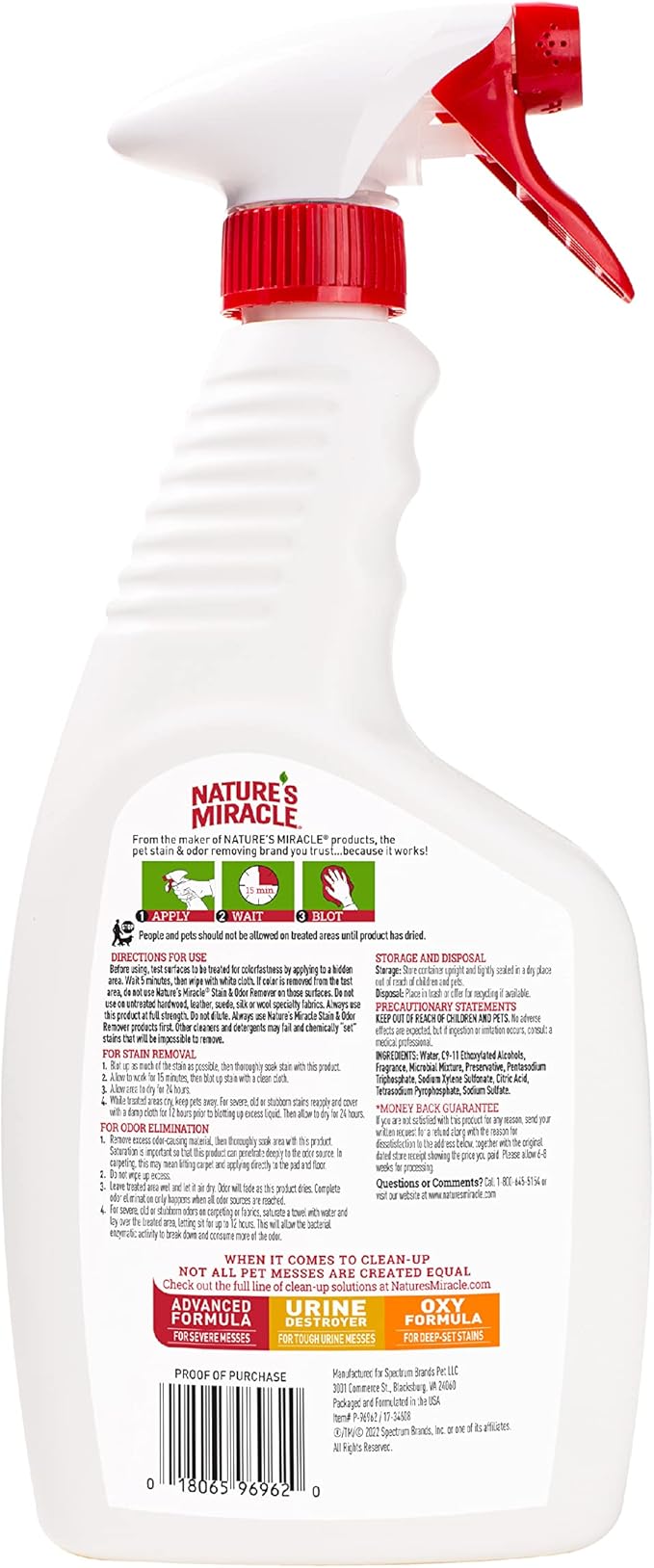 Nature’s Miracle Dog Stain & Odor Remover, Enzymatic Cleaner, 24 oz | Tough on Dog Urine, Feces, Vomit, Drool and Other Organic Stains and Odors, For Multiple Surfaces, Fresh Scent