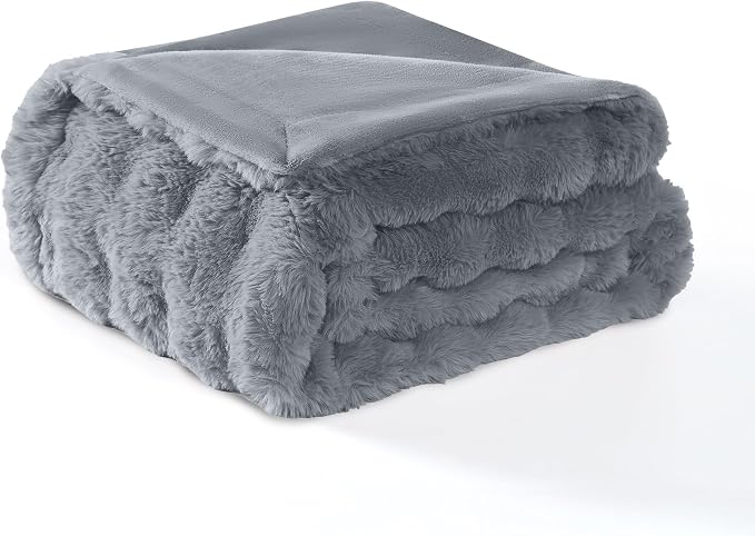 Modern Threads Water-Resistant Faux Rabbit Fur Pet Blanket for Dogs & Cats – Ultra-Soft Couch, Bed & Crate Protector, 40x50 Dark Grey