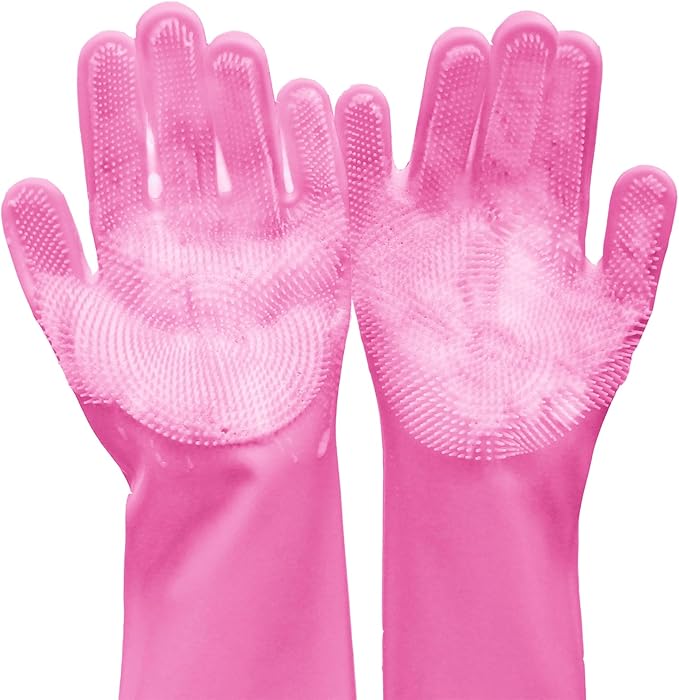 Silicone Pet Grooming Gloves Dog Washing Gloves for Bathing Massaging | 3,000 Soft Bristles, Non-slip & Extended Sleeves, Heat Resistant & Dishwasher Safe, For Cats and Dogs, Home/Car Cleaning