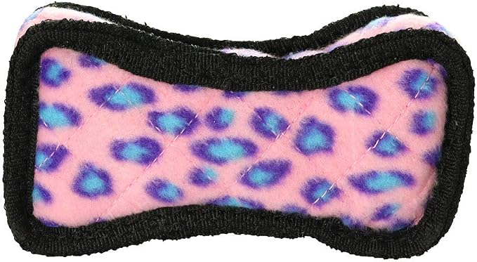 TUFFY - World's Tuffest Soft Dog Toy - Junior Bone -Squeakers -Multiple Layers. Made Durable, Strong & Tough.Interactive Play(Tug, Toss & Fetch). Machine Washable & Floats (Pink Leopard, Bone2 2 Pack)