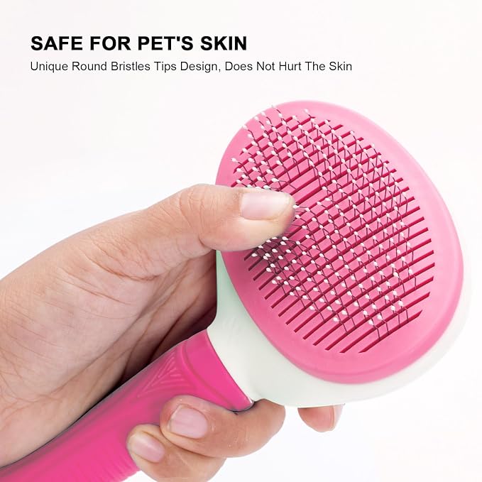 Aogeili Self-Clean Slicker Brush, Deshedding Comb for Dogs Cats Rabbits | One-Click Release Removes Loose Undercoat, Mats & Tangles, for Long & Short Hair Shedding Pets