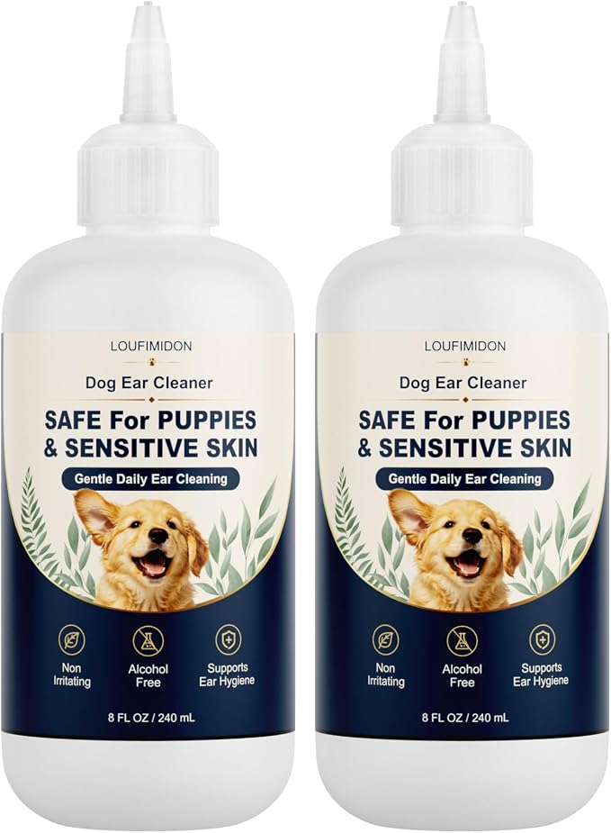 Dog Ear Cleaner, Gentle Daily Ear Care, 7.8 Fl Oz 2 Bottles | Clean Solution for Routine Maintenance Wax Removal Puppy & Sensitive Skin Safe