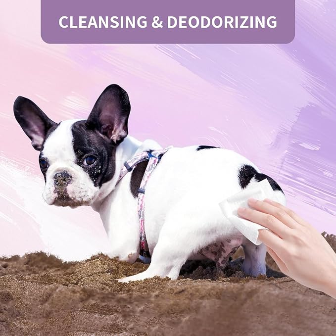 IMMHABI 600 Count Lick-Safe Dog Wipes, Lavender Plant-Based Hypoallergenic Dog Wipes for Paws, Butt, and Anal Gland Care, Cleansing & Deodorizing for Puppies
