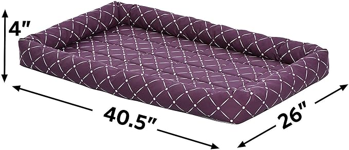 MidWest Homes for Pets 40242-PLD Quiet Time Couture Ashton Bolster Pet Bed, X-Large Dog/42, Plum