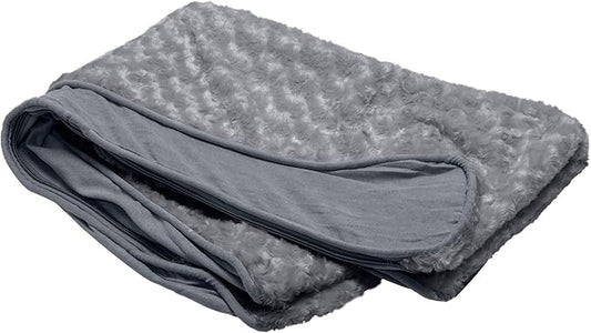 Furhaven Replacement Dog Bed Cover Ultra Plush Faux Fur & Suede Contour Luxe Lounger, Machine Washable - Gray, Large