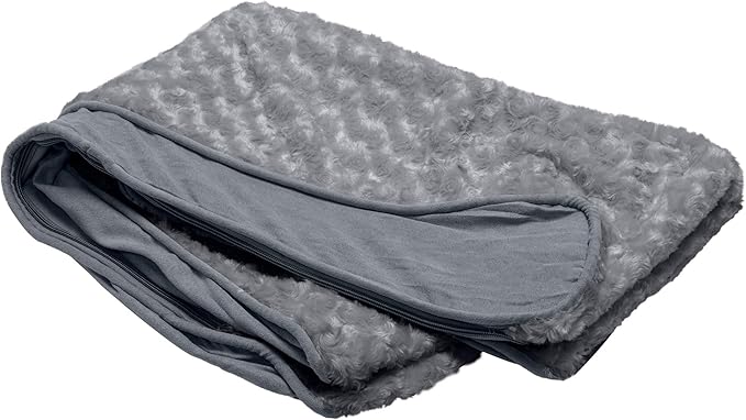 Furhaven Replacement Dog Bed Cover Ultra Plush Faux Fur & Suede Contour Luxe Lounger, Machine Washable - Gray, Giant (XXX-Large)