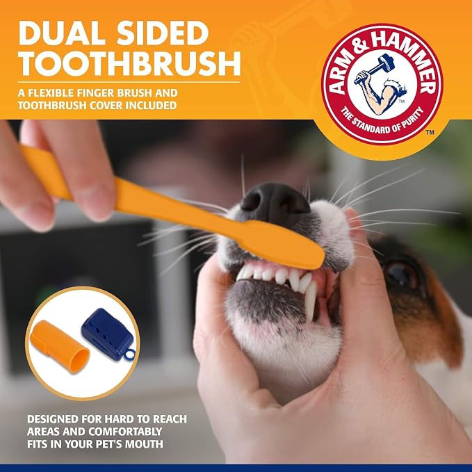 Arm & Hammer for Pets Tartar Control Dog Dental Care Kit, Banana Mint Flavor Toothpaste with Baking Soda, Double-Sided Toothbrush and Finger Brush Included, 2.5 Oz, 3-Piece - 2 Pack