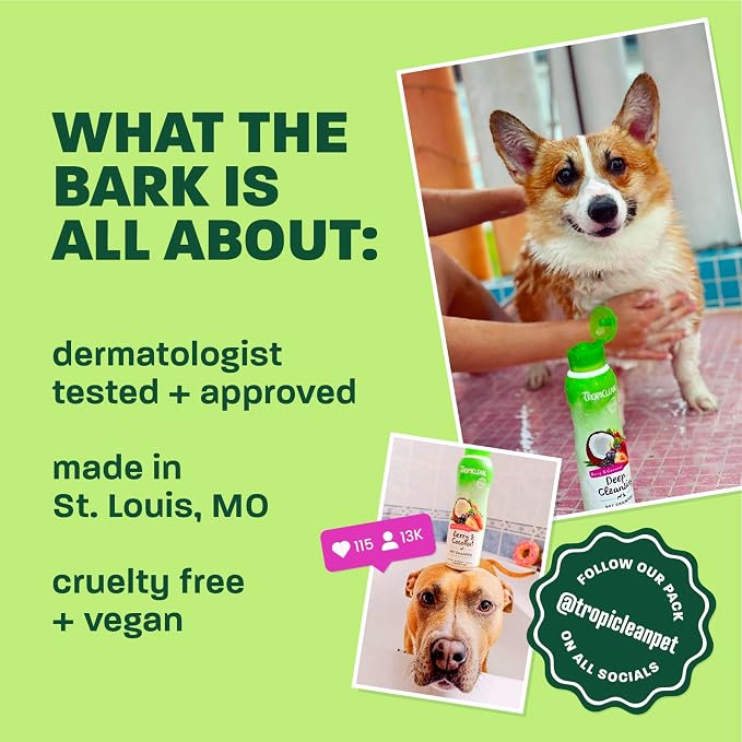 TropiClean Berry & Coconut Waterless Cat Shampoo | Deep Cleansing Dry Shampoo for Cats | Natural Cat Shampoo Derived from Natural Ingredients | Made in the USA | 7.4 oz.
