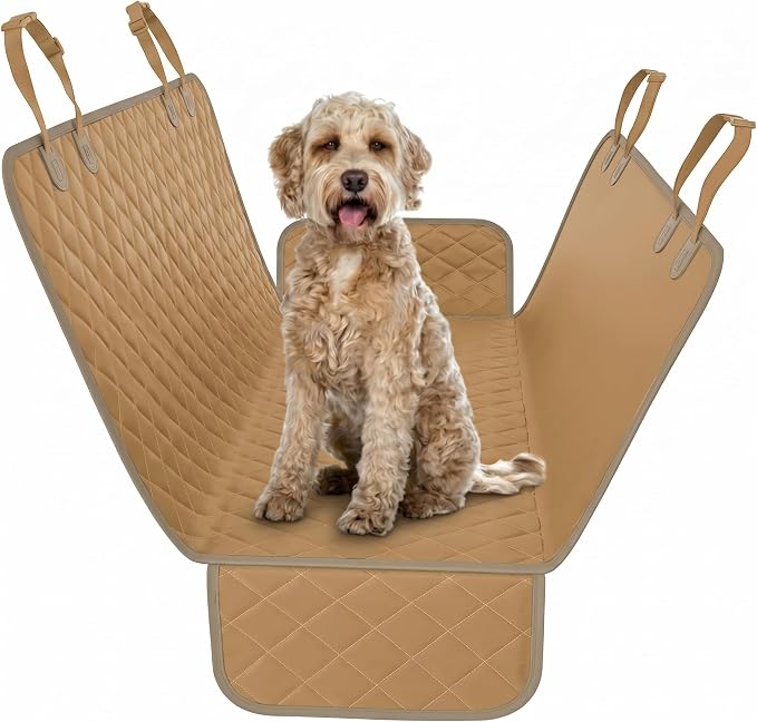 Active Pets Beige XL Dog Car Hammock Back Seat Cover, Waterproof Backseat Cover Protector for Truck Bench Rear of Sedans or SUVs, Essential Pet Supplies Vacuum or Wipe Clean, Machine Washable