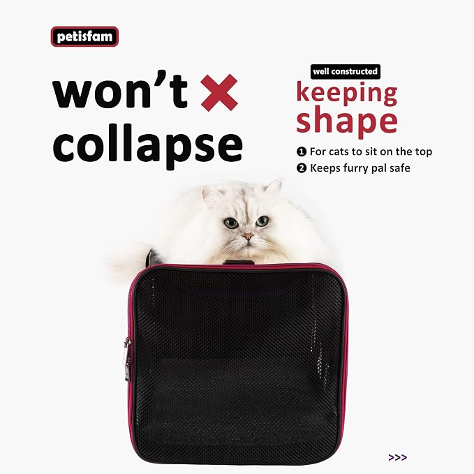 Quick-in Pet Carrier for Cats. 360° Airy Mesh Windows Let Fur-Kids See You & Breath Easy, Reduce Travel Anxiety. Rip-Stop Fabric & Lockable Zips Hug Securely. Washable Pad. Adjustable Shoulder Strap