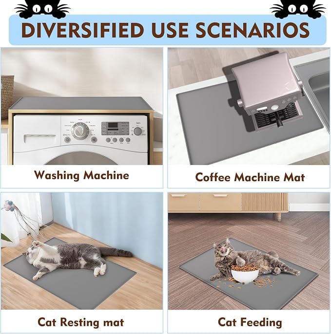 Cat Litter Mat 24" x 16",Soft Silicone Material, Easy Clean Waterproof No Slip Litter Tray Mat, Durable Cat Mat For Indoor,Garden