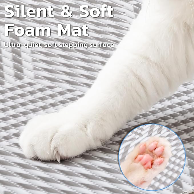Cat Litter Mat, 40"x25" Jumbo Foam Litter Box Mat | Extra Large Coverage, Soft on Paws, Trimmable Design, BPA-Free Foam, Leak-Proof, Machine Washable, Beige Geo