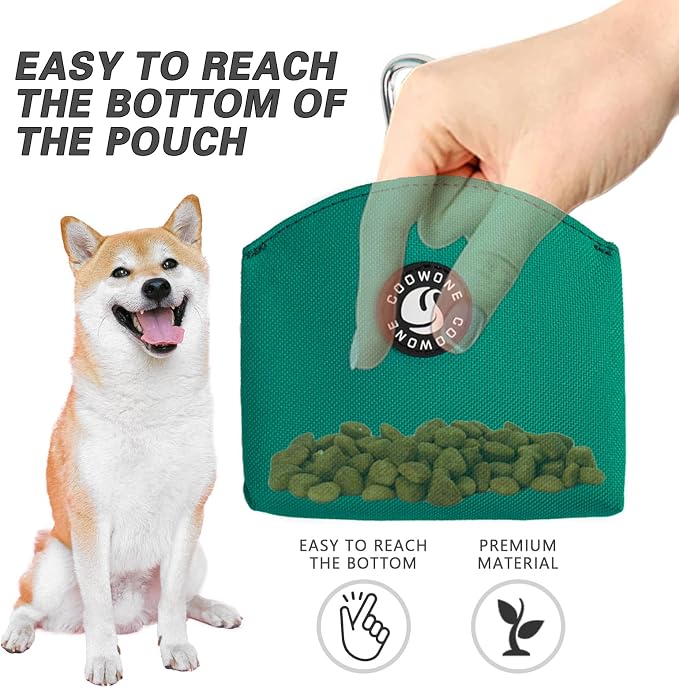 Dog Treat Pouch Magnetic Closure Small Dog Training Treat Pouch Pocket Sized Small Dog Treat Pouch with Clip (Green)