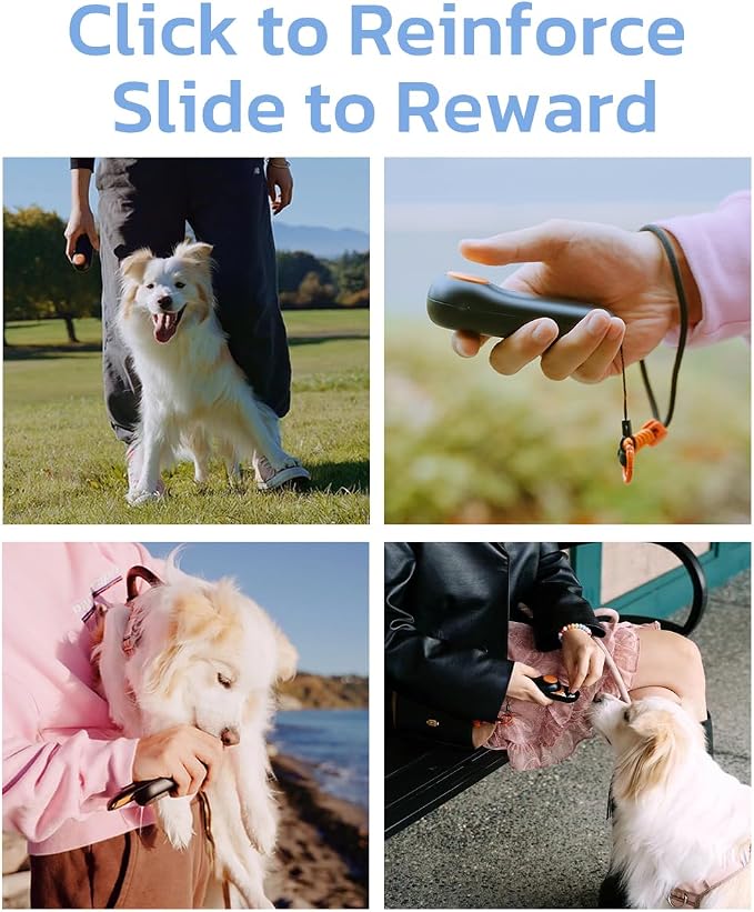 Clink Design Dog Training Clicker & Dog Clicker with Treat Storage, Blue | Clicker Dog Trainer, Compact Dog Clicker for Puppy Training or Cat Clicker, 2.36 oz