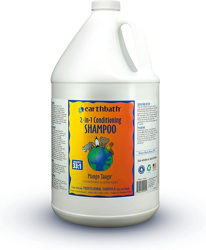 earthbath Mango Tango 2-in-1 Conditioning Shampoo, 128 Oz (1 Pack) | Cruelty Free Dog Shampoo and Conditioner, Made in USA, Gentle Dog Conditioner