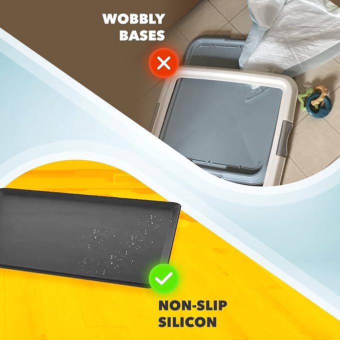 Skywin TidyFriend Dog Pee Pad Holder - Fits Up to 24” x 24” Pee Pad Holder for Dogs - Stable Grip, Soft Edges, Quick Wipe Silicone Surface Dog Pad Holder for Indoor Flooring Protection (Black)